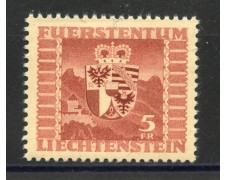 1947 - LIECHTENSTEIN - LOTTO/40915 - 5 FRANCHI STEMMA - nuovo 1947 - LIECHTENSTEIN - LOTTO/40915 - 5 FRANCHI STEMMA - nuovo