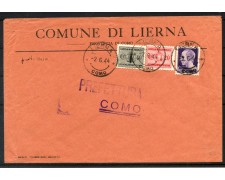 1944 - REPUBBLICA SOCIALE - LOTTO/40142 - BUSTA PER COMO AFFRANCATURA D'EMERGENZA 1944 - REPUBBLICA SOCIALE - LOTTO/40142 - BUSTA PER COMO AFFRANCATURA D'EMERGENZA