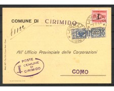 1944 - REPUBBLICA SOCIALE - LOTTO/40145 - CARTOLINA PER COMO AFFRANCATURA D'EMERGENZA 1944 - REPUBBLICA SOCIALE - LOTTO/40145 - CARTOLINA PER COMO AFFRANCATURA D'EMERGENZA
