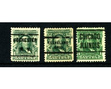 1902 - STATI UNITI - LOTTO/43563 - 1 cent. B.FRANKLIN - 3 ESEMPLARI PREOBBLITERATI 1902 - STATI UNITI - LOTTO/43563 - 1 cent. B.FRANKLIN - 3 ESEMPLARI PREOBBLITERATI
