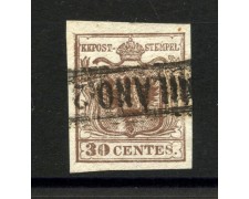 1850 - LOMBARDO VENETO - LOTTO/40497 - 30 Centesimi BRUNO I° TIPO - USATO MILANO