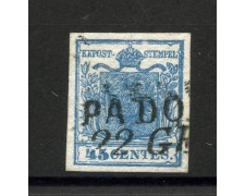 1851/52 - LOMBARDO VENETO - LOTTO/40512 - 45 Centesimi  AZZURRO  SCURO - USATO  PADOVA