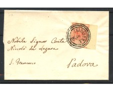 1852 - LOMBARDO VENETO - LOTTO/40491 - 15 Cent. ROSSO CHIARO - PIEGO DA LENDINARA