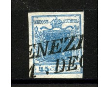 1854 - LOMBARDO VENETO - LOTTO/40519 - 45 Cent. AZZURRO 3° TIPO - VARIETA'  STAMPA CONFUSA - USATO