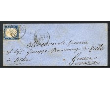 1863 - REGNO - LOTTO/40776 - 15 CENTESIMI AZZURRO SCURO SU BUSTA PER GENOVA 1863 - REGNO - LOTTO/40776 - 15 CENTESIMI AZZURRO SCURO SU BUSTA PER GENOVA