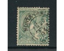 1891 - MONACO - 25c. VERDE RE ALBERTO I° - USATO - LOTTO/LBF2625A 1891 - MONACO - 25c. VERDE RE ALBERTO I° - USATO - LOTTO/LBF2625A