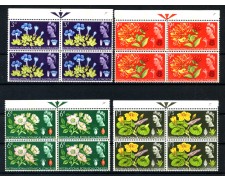 1964 - GRAN BRETAGNA - LOTTO/38797 - CONGRESSO BOTANICA 4v. FOSFORO NUOVI QUARTINE