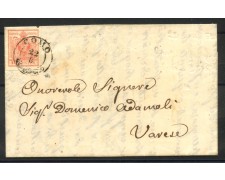 1853 - LOMBARDO VENETO - LOTTO/40536 - 15 CENT. ROSSO CHIARO SU LETTERA DA COMO A VARESE
