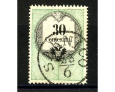 1854 - LOMBARDO VENETO - LOTTO/40539 - 30 Cent. MARCA DA BOLLO USATA PER POSTA