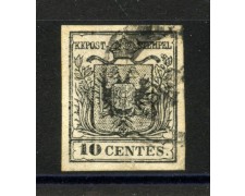 1854 - LOMBARDO VENETO - LOTTO/40540 - 10 CENT. NERO CARTA A MACCHINA - USATO