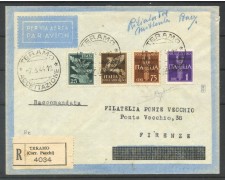 1944 - REP. SOCIALE - LOTTO/39895 - TERAMO POSTA AEREA 4v. SU BUSTA RACC. FIRMATA 1944 - REP. SOCIALE - LOTTO/39895 - TERAMO POSTA AEREA 4v. SU BUSTA RACC. FIRMATA