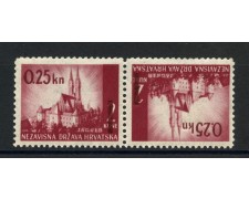 1942 - CROAZIA - FRANCOBOLLO SOPRASTAMPATO TETE-BECHE - NUOVO - LOTTO/32549