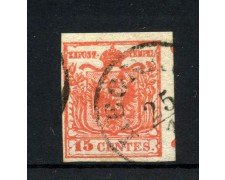 1852 - LOMBARDO VENETO - LOTTO/48316 - 15 CENT. ROSSO SALMONE INTENSO USATO 1852 - LOMBARDO VENETO - LOTTO/48316 - 15 CENT. ROSSO SALMONE INTENSO USATO
