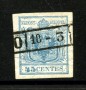 1850/51 - LOMBARDO VENETO - LOTTO/40472 - 45 Centesimi CELESTE CON FILIGRANA - USATO