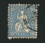 1862 - LOTTO/16323 - SVIZZERA - 10c. AZZURRO HELVETIA SEDUTA - USATO