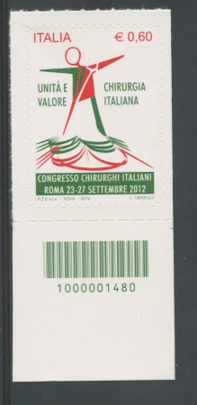 2012 - LOTTO/15460CB - REPUBBLICA - CONGRESSO CHIRURGHI - CODICE A BARRE