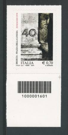2014 - LOTTO/19150CB - REPUBBLICA PIAZZA DELLA LOGGIA  - CODICE BARRE