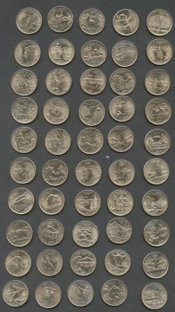 1999/2008 - STATI UNITI - LOTTO/M48544 - COLLEZIONE COMPLETA DI 50 MONETE  1/4 DI DOLLARO STATI AMERICANI