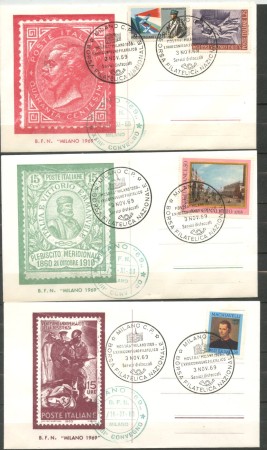 1969 - REPUBBLICA - LOTTO/47628A - MOSTRA FILATELICA MILANO 1969 - 3 BUSTE