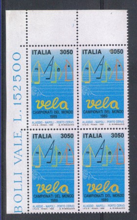 1989 - LOTTO/6916Q - REPUBBLICA -  MONDIALI DI VELA - QUARTINA
