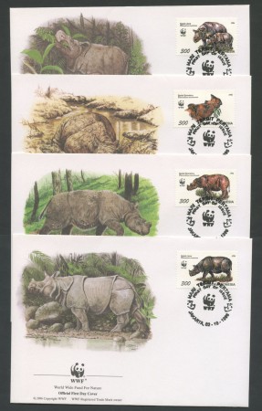 1996 - LOTTO/19277B - INDONESIA - RINOCERONTE DI GIAVA 4 FDC.