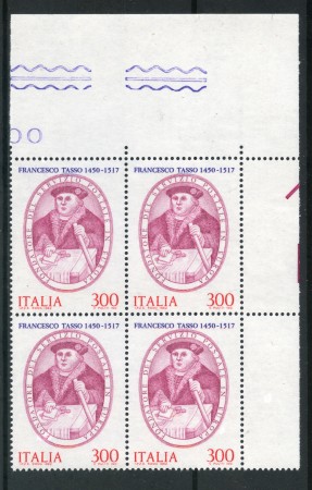 1982 - LOTTO/6774Q - REPUBBLICA - FRANCESCO TASSO - QUARTINA NUOVI