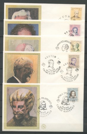 1979 - REPUBBLICA - UOMINI ILLUSTRI - 5 BUSTE FDC FILAGRANO - LOTTO/27361