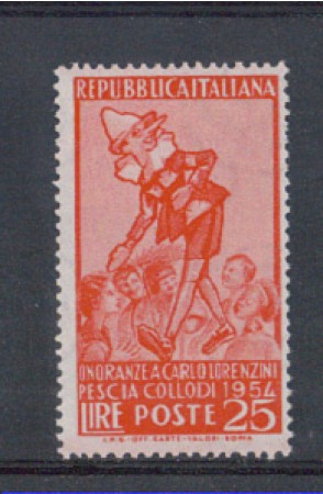 1954 - LOTTO/6244F - REPUBBLICA - 25 L. PINOCCHIO FILIGR. DB