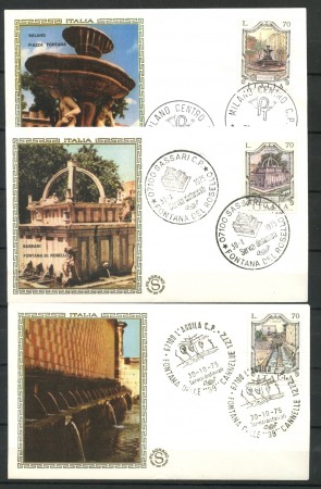 1975 - REPUBBLICA - FONTANE D'ITALIA - 3 BUSTE FDC FILAGRANO - LOTTO/27492
