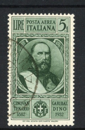 1932 - REGNO - LOTTO/47469 - POSTA AEREA - 5+1 LIRA  G.GARIBALDI - USATO
