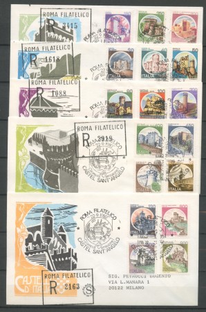 1980 - REPUBBLICA - CASTELLI D'ITALIA - 5 BUSTE FDC FILAGRANO VIAGGIATE - LOTTO/27391