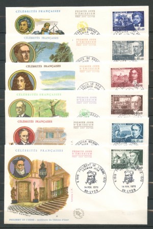 1970 - FRANCIA - PERSONAGGI CELEBRI - 6 BUSTE FDC - LOTTO/26701
