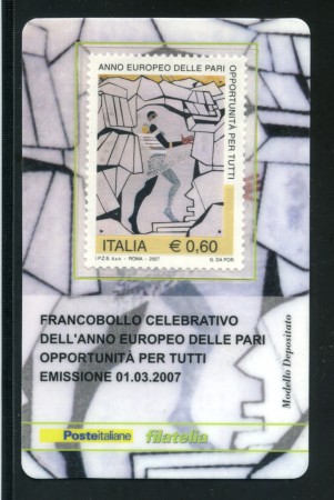 2007 - LOTTO/20999 - REPUBBLICA - 60c. PARI OPPORTUNITA' - TESSERA FILAT.