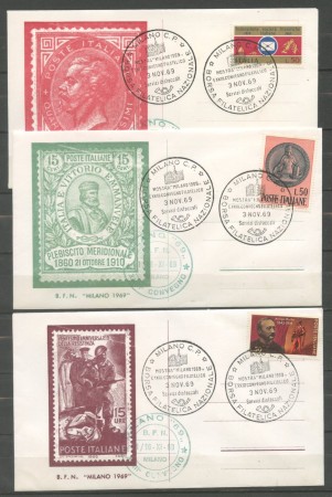 1969 - REPUBBLICA - LOTTO/47628 - MOSTRA FILATELICA MILANO 1969 - 3 BUSTE