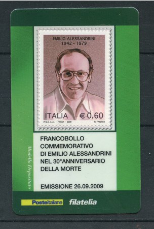 2009 - LOTTO/22722 - REPUBBLICA - E,ALESSANDRINI - TESSERA FILATELICA