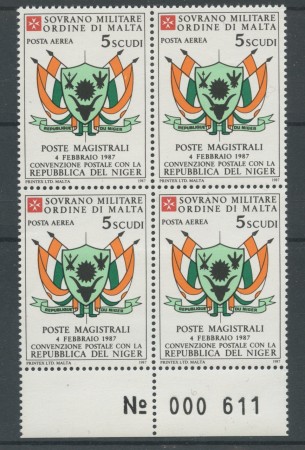 1987 - LOTTO/19442Q - SMOM - P/A CONVENZIONE NIGER - QUARTINA