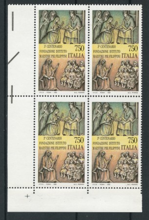 1992 - LOTTO/6988Q - REPUBBLICA - ISTITUTO PIE FILIPPINI - QUARTINA NUOVI