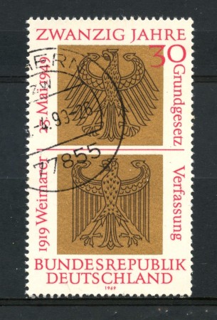1969 - GERMANIA FEDERALE - 20° ANNIVERSARIO REPUBBLICA - USATO - LOTTO/30958U