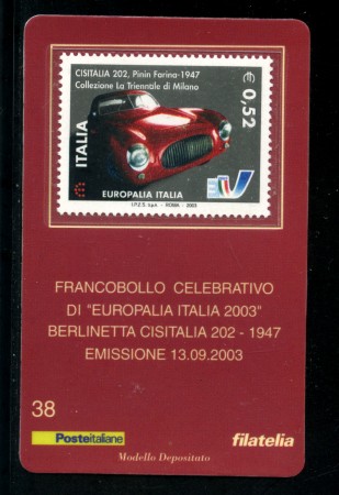 2003 - LOTTO/20907 - REPUBBLICA - EUROPALIA - TESSERA FILAT.