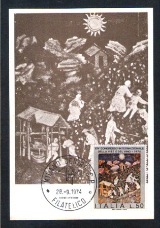 1974 - LOTTO/10889 - REPUBBLICA - CONGRESSO VITE E VINO - CARTOLINA MAXIMUM