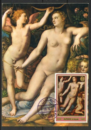 1970 - AJMAN - LOTTO/38090 - DIPINTO LEDA E IL CIGNOAMORE E VENUS - CARTOLINA MAXIMUM