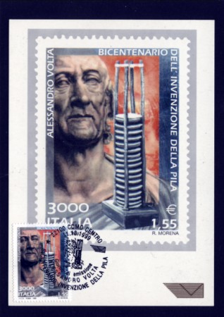 1999 - LOTTO/10537ZM - REPUBBLICA - ALESSANDRO VOLTA - CARTOLINA MAXIMUM