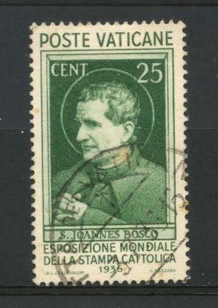 1936 - VATICANO - 25 Cent. STAMPA CATTOLICA - USATO - LOTTO/31718