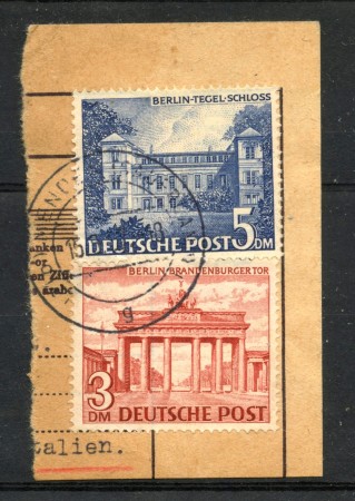 1949 - GERMANIA BERLINO - LOTTO/48019 - 3 e 5 DM SU FRAMMENTO DI  DOCUMENTO