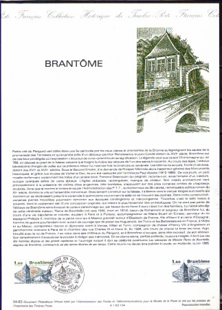 1983 - LOTTO/FRA2259DOC - FRANCIA - BRANTOME - DOC.FILATELICO
