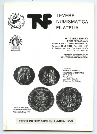 CATALOGO - MONETE GRECHE -ROMANE - VARIE - EDIZIONE TEVERE NUMISMATICA - LOTTO/32197