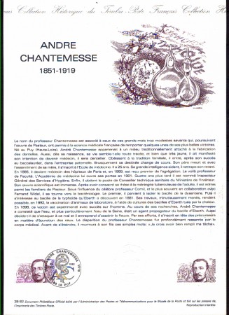 1982 - LOTTO/FRA2227 - FRANCIA - ANDRE CHANTEMESSE DOC. FILATELICO