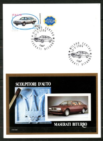 1984 - REPUBBLICA - LOTTO/47640 - MASERATI BITURBO  ANNULLO SPECIALE SU FOLDER CON FOGLIETTO