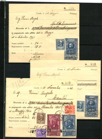 1929/44 - REGNO - LOTTO/47992 - INSIEME DI  9 RICEVUTE CON MARCHE DA BOLLO