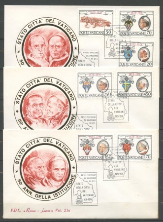 1979 - VATICANO - CINQUANTENARIO DELLO STATO - 3 BUSTE FDC ROMA - LOTTO/27729